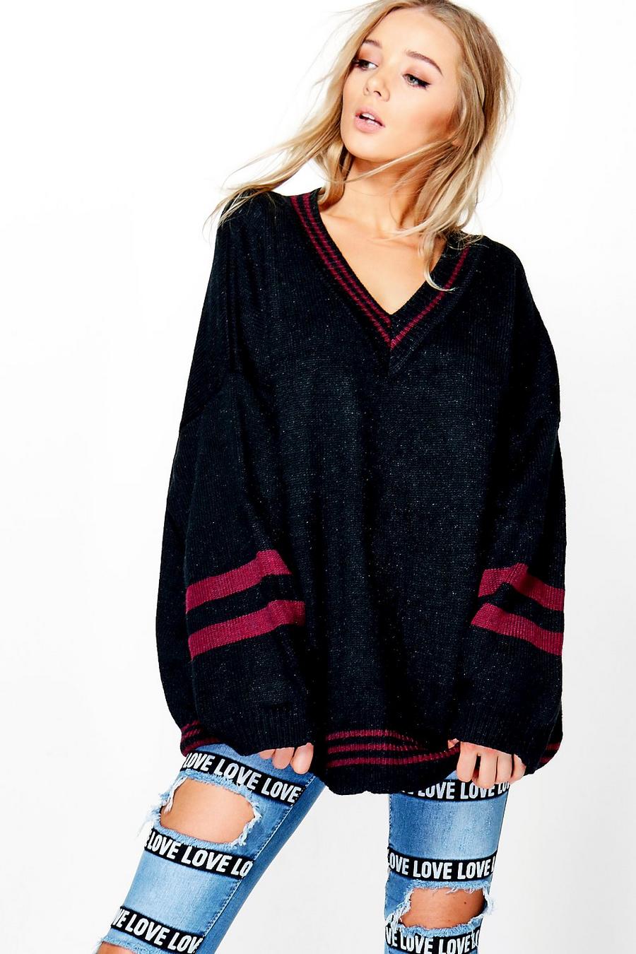 Black Rosie Oversized Cricket Sweater image number 1