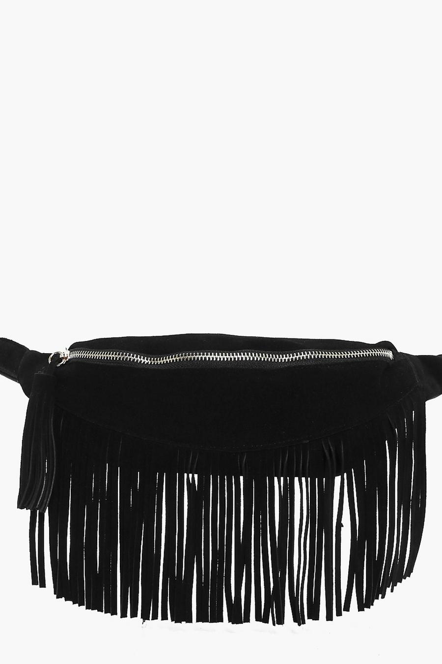 Black Darcy Leather Fringe Bumbag image number 1