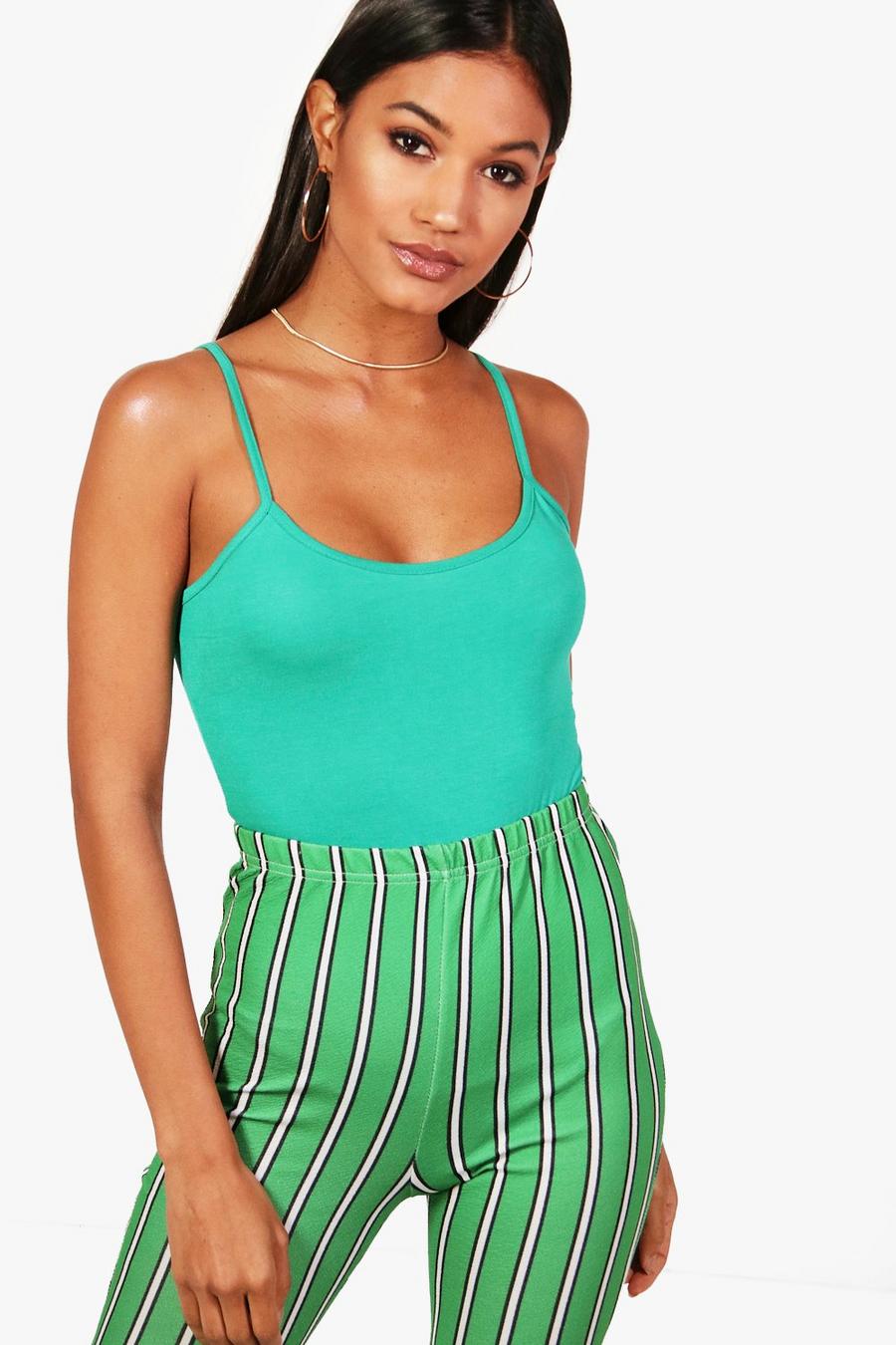 Green Basic Bodysuit Met Spaghetti Bandjes image number 1