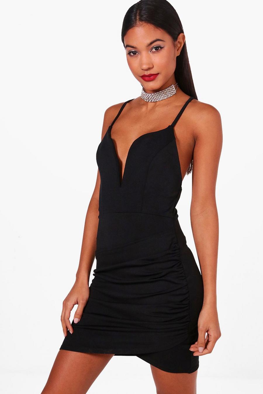 Plunge Neck Wrap Bodycon Dress image number 1