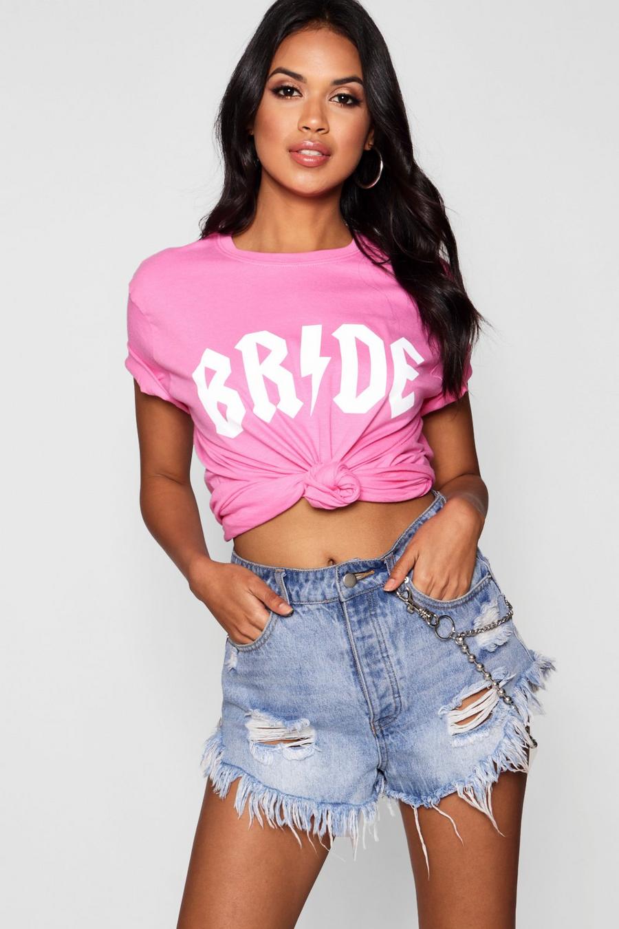 Pink "Bride" t-shirt med slogan image number 1