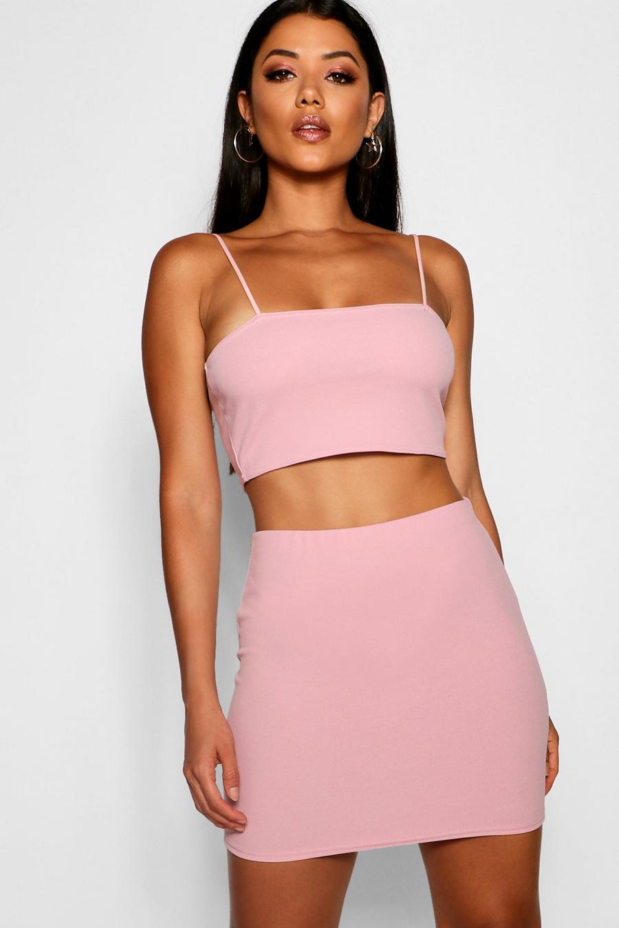 Blush Strappy Crop And Mini Skirt Co-ord Set image number 1