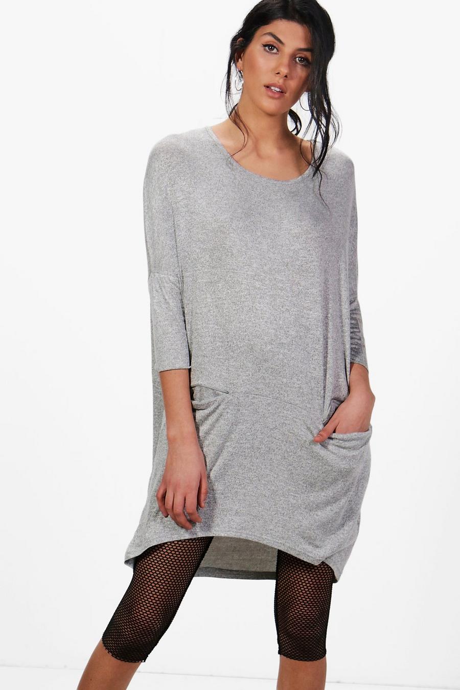 Grey Melissa Slouchy Oversized Marl Knit Top image number 1