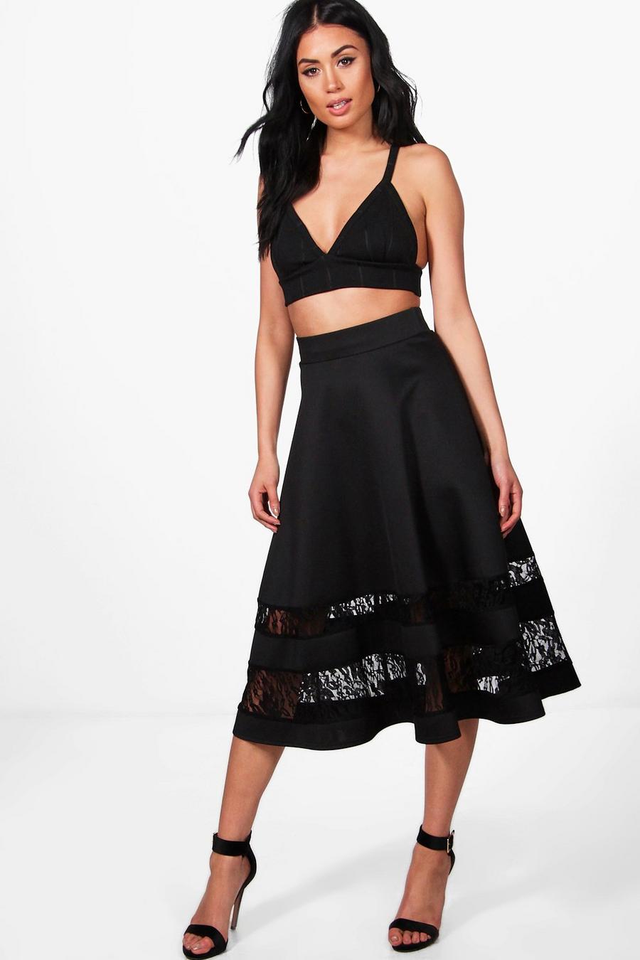 Noemi Lace Insert Full Midi Skirt image number 1