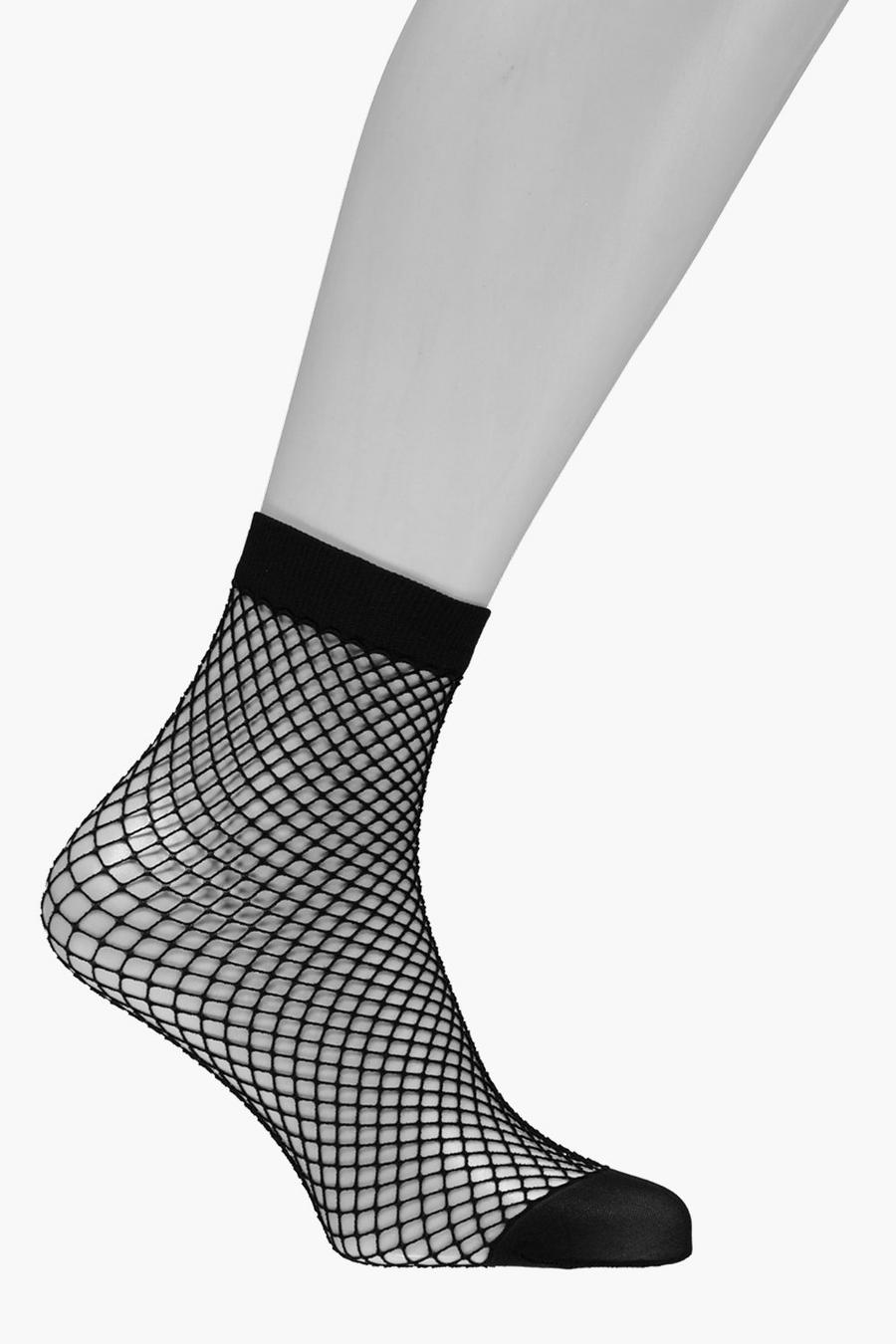 Black Medium Scale Fishnet Ankle Socks image number 1