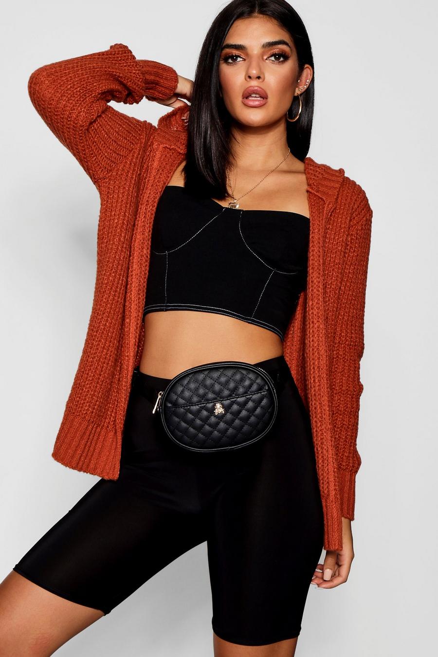 Rust Soft Knit Hooded Cardigan image number 1