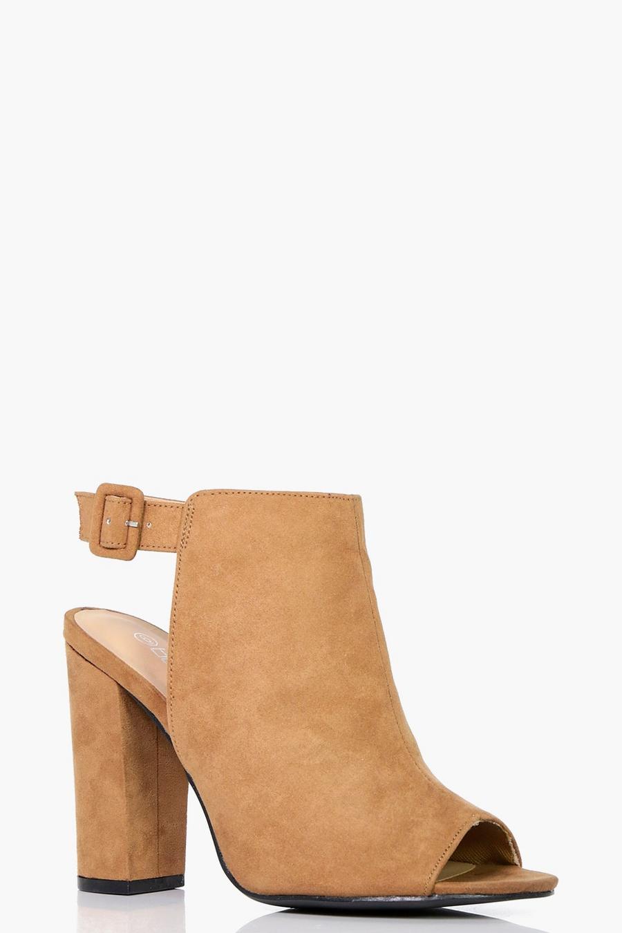 Tan Wide Fit Peeptoe Shoe Boots image number 1