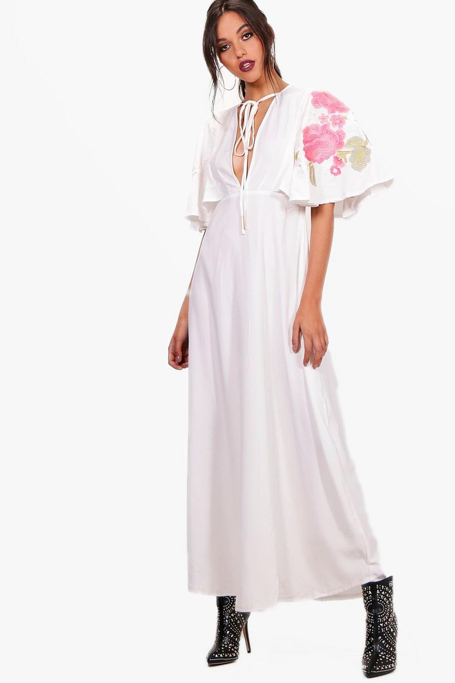 Embroidered Cape Maxi Dress image number 1