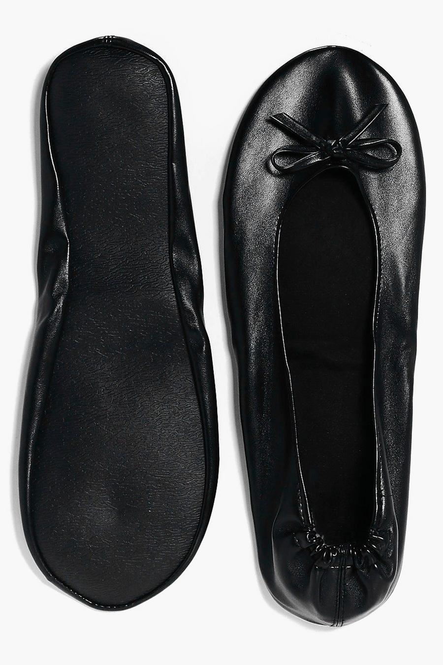Black Felicity Emergency Fold Up Ballet Shoes image number 1