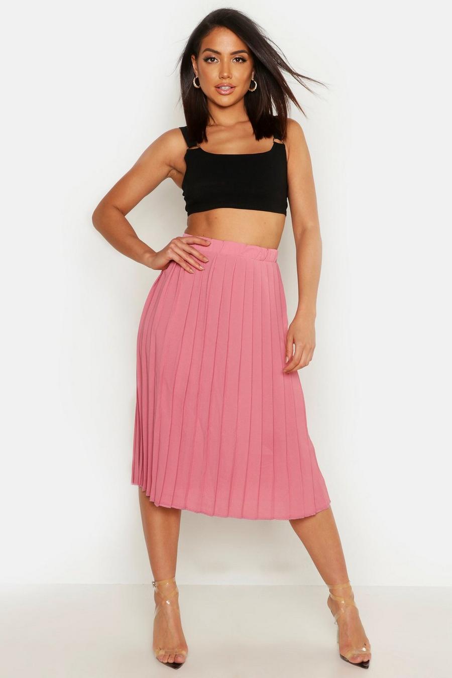 Rose Crepe Pleated Midi Skirt image number 1