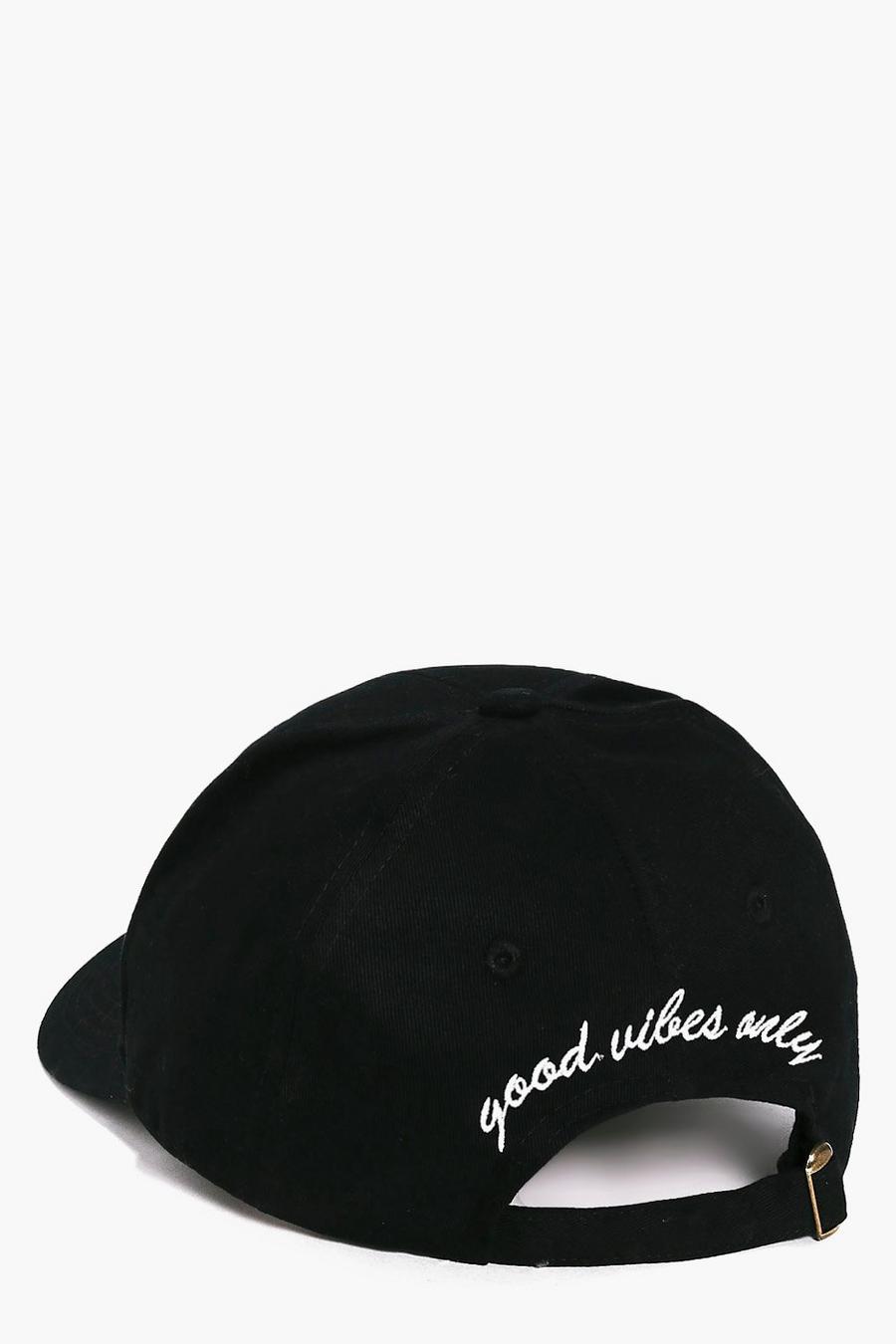 Black "Good vibes only" keps med slogan image number 1