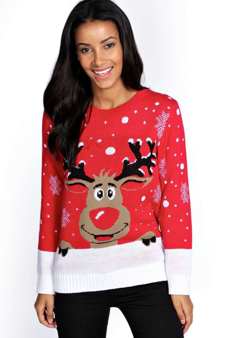 Red Reindeer Christmas Sweater image number 1
