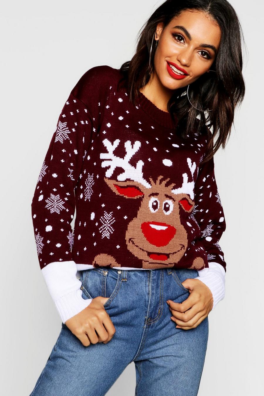 Wine Reindeer Christmas Sweater image number 1