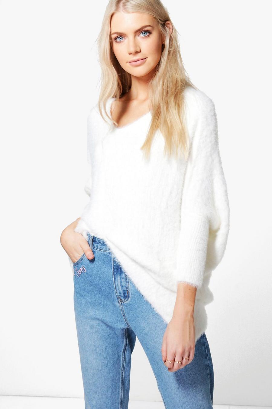 Ivory Katie Supersoft Fluffy Sweater image number 1