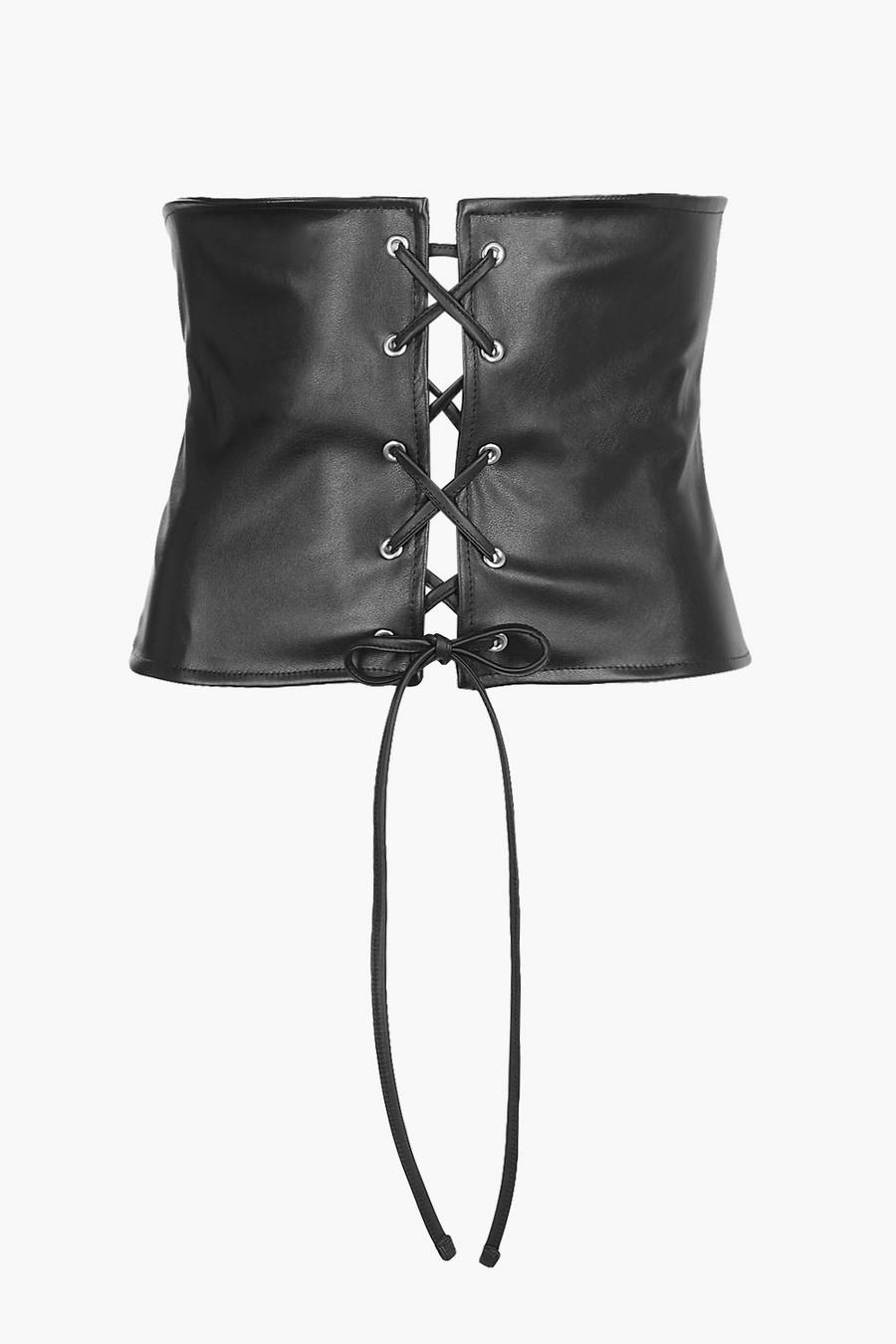 Nadia Faux Leather Lace Up Corset Belt image number 1