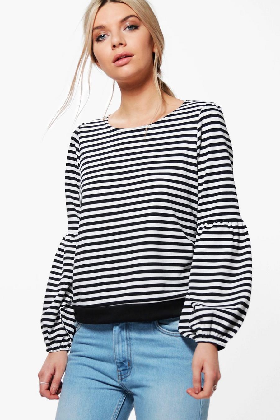 Kimberley Striped Bell Sleeve Oversized Shirt image number 1