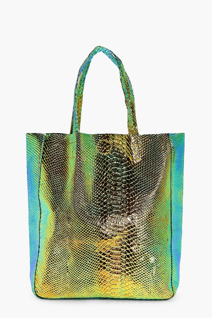 Holografische Strandtasche in Shopper-Form mit Meerjungfrau image number 1