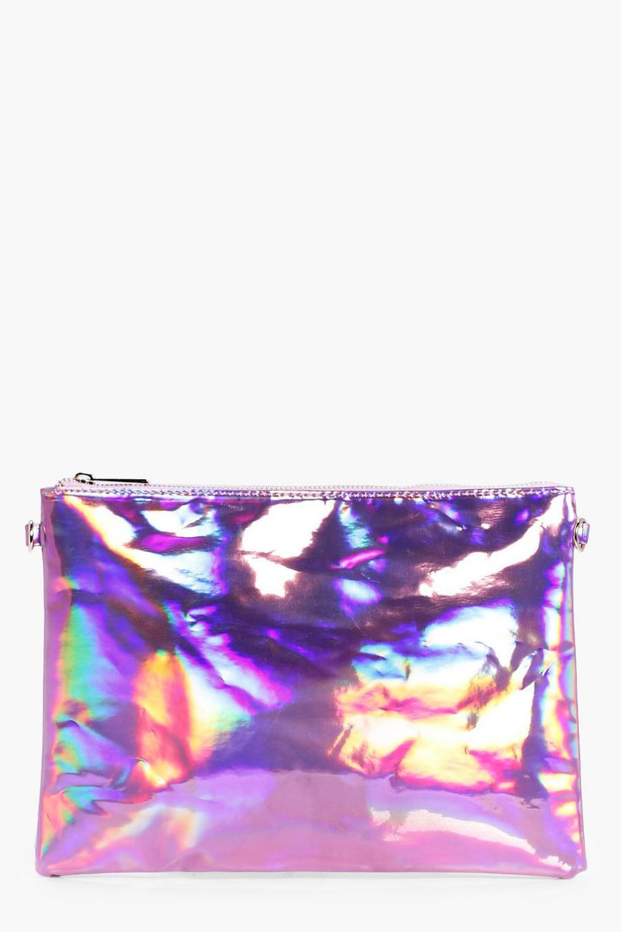 Pink Molly Holographic Zip Top Clutch Bag image number 1