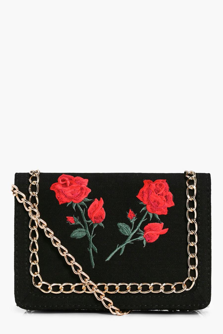 Floral Patch Chain Trim Cross Body Bag image number 1