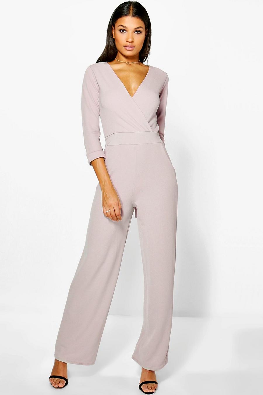 Stone Roll Sleeve Relaxed Wide Leg Jumpsuit image number 1