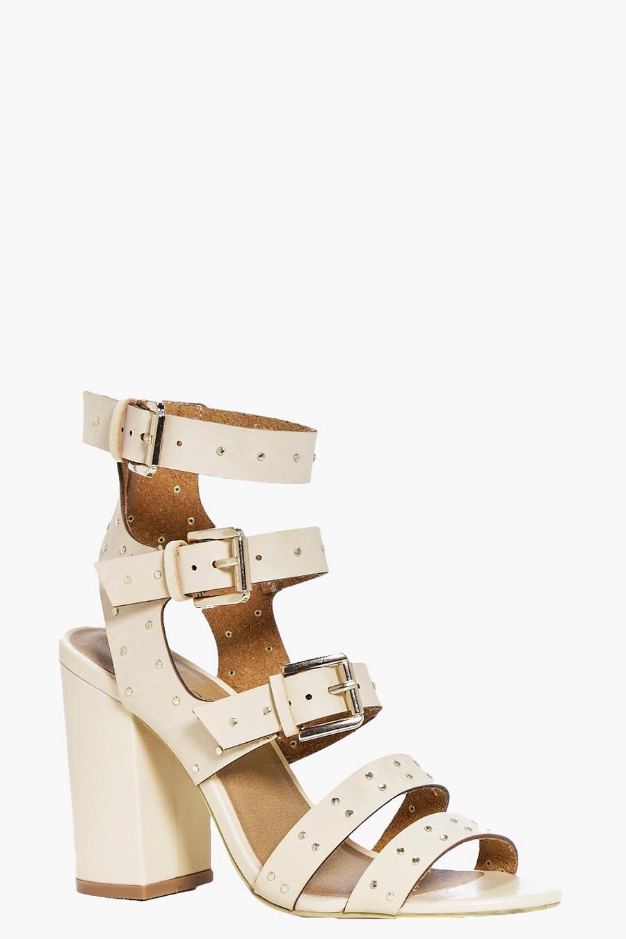 Nude Eloise Studded Trim Gladiator Block Heel image number 1