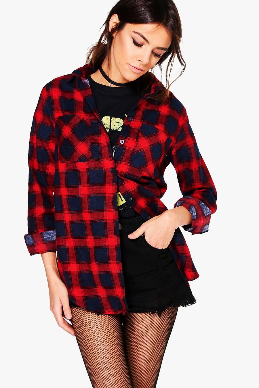 Red Ania Check Flannel Shirt image number 1