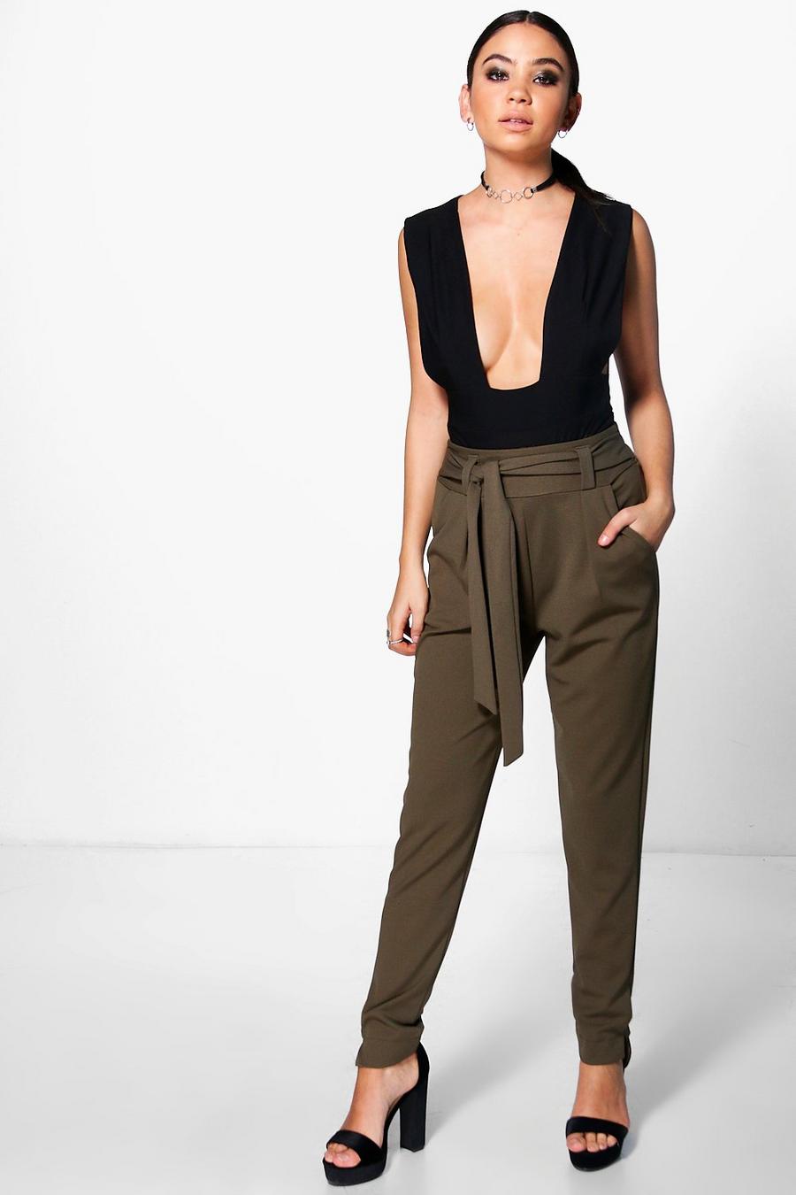 Evie Tie Waist Woven Slim Fit Trousers image number 1