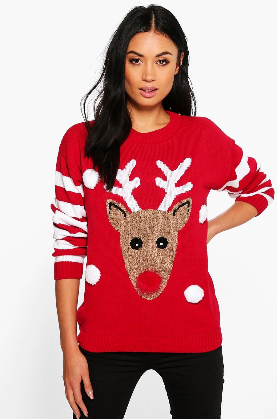 Emma Weihnachtspullover mit 3D-Rudolph image number 1