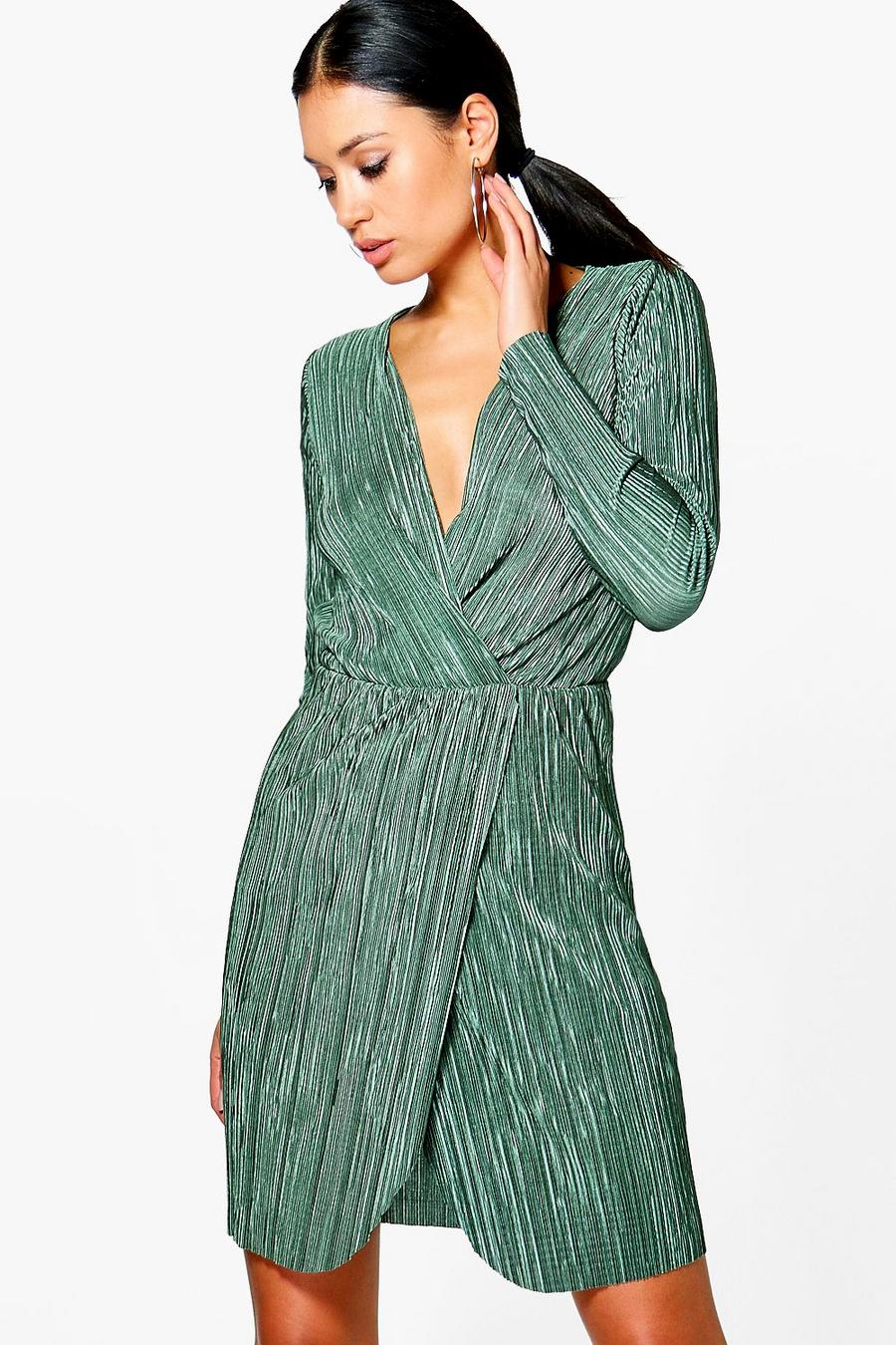 Daniella Pleated Long Sleeved Wrap Dress image number 1