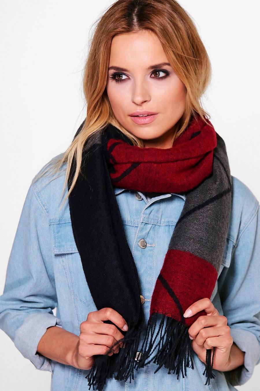 Berry Lena Simple Check Oversize Scarf image number 1