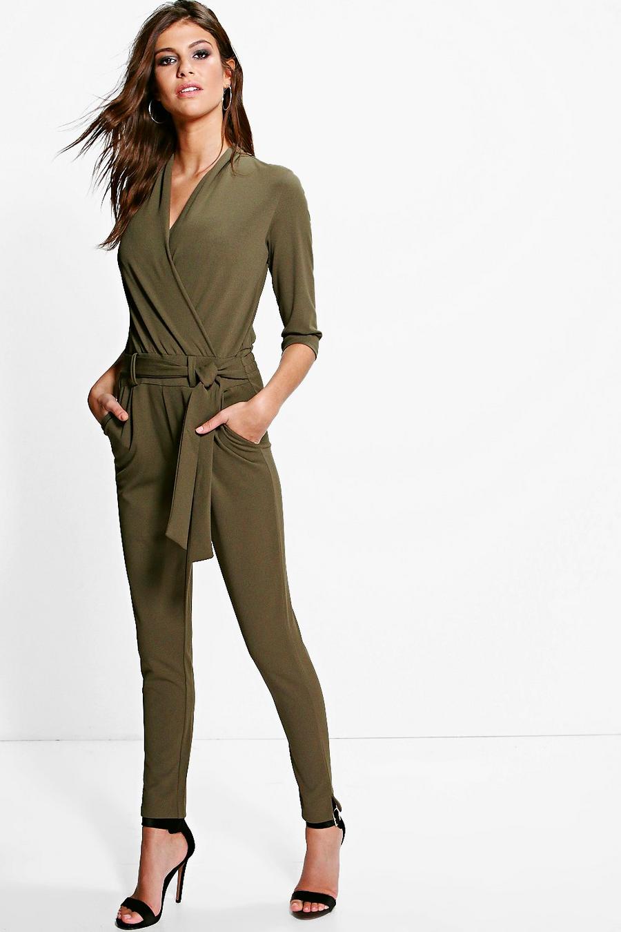 Faye Tailored Wrap Front Tie Belt Jumpsuit image number 1