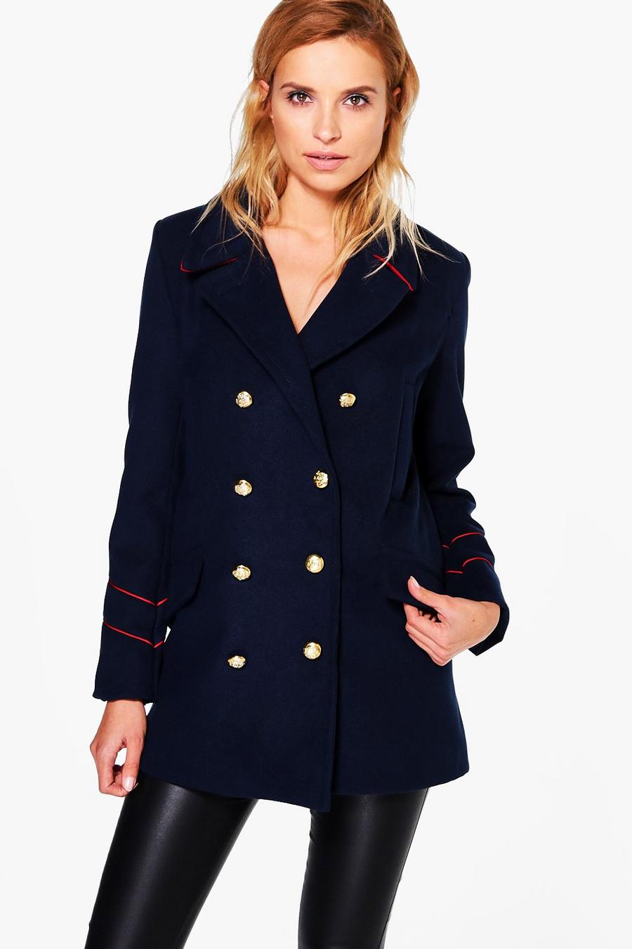 Serena Button Detail Military Coat image number 1