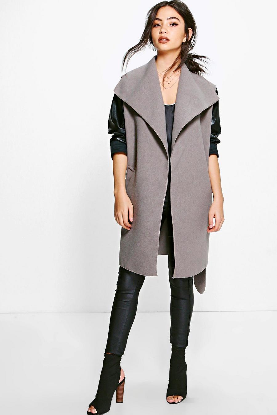Mocha Lauren Faux Leather Sleeve Coat image number 1