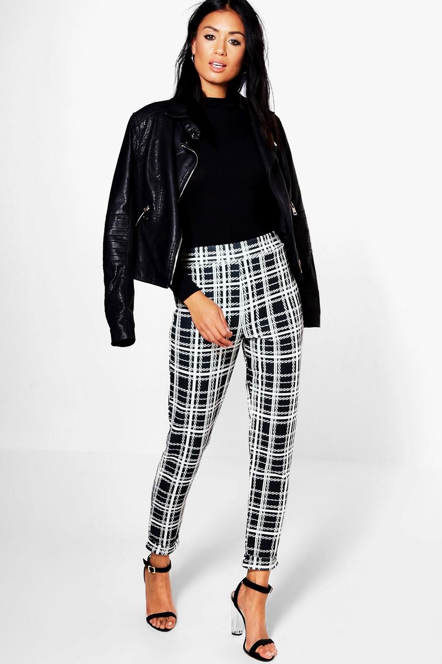 Monochrome Dogtooth Skinny Stretch Pants image number 1