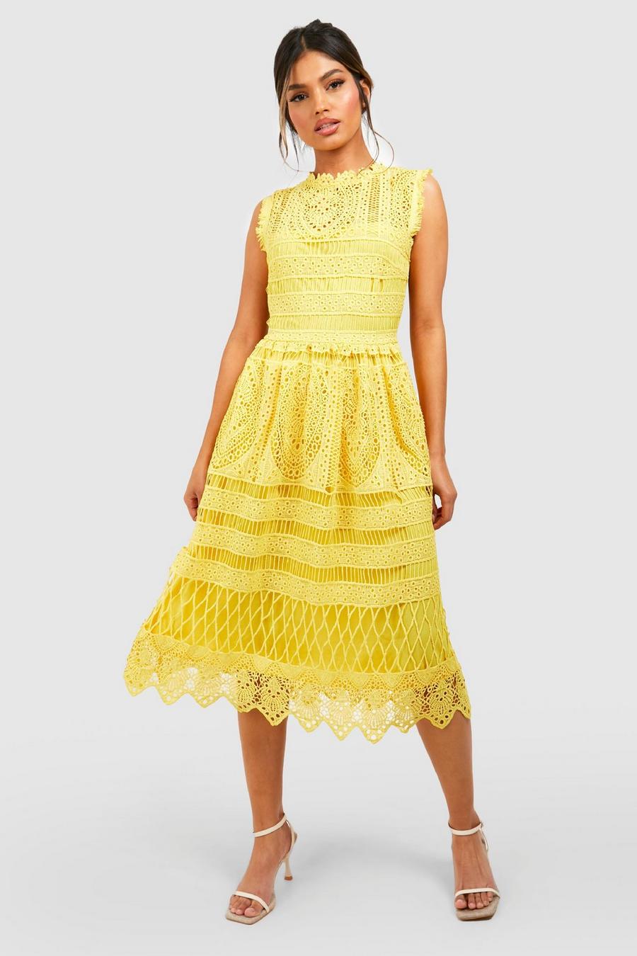 Yellow Boutique Lace Skater Bridesmaid Dress image number 1