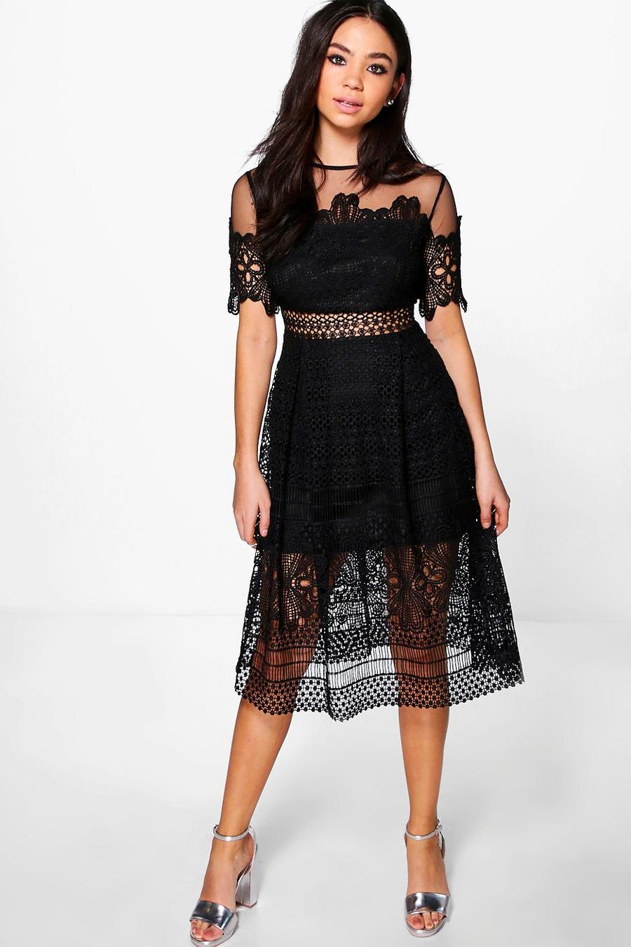 Boutique Cary Lace Mesh Midi Skater Dress image number 1