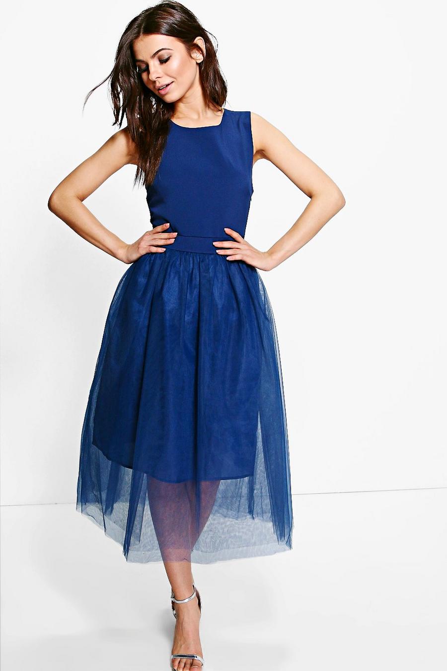 Boutique Lana Woven Tulle Midi Skater Dress image number 1