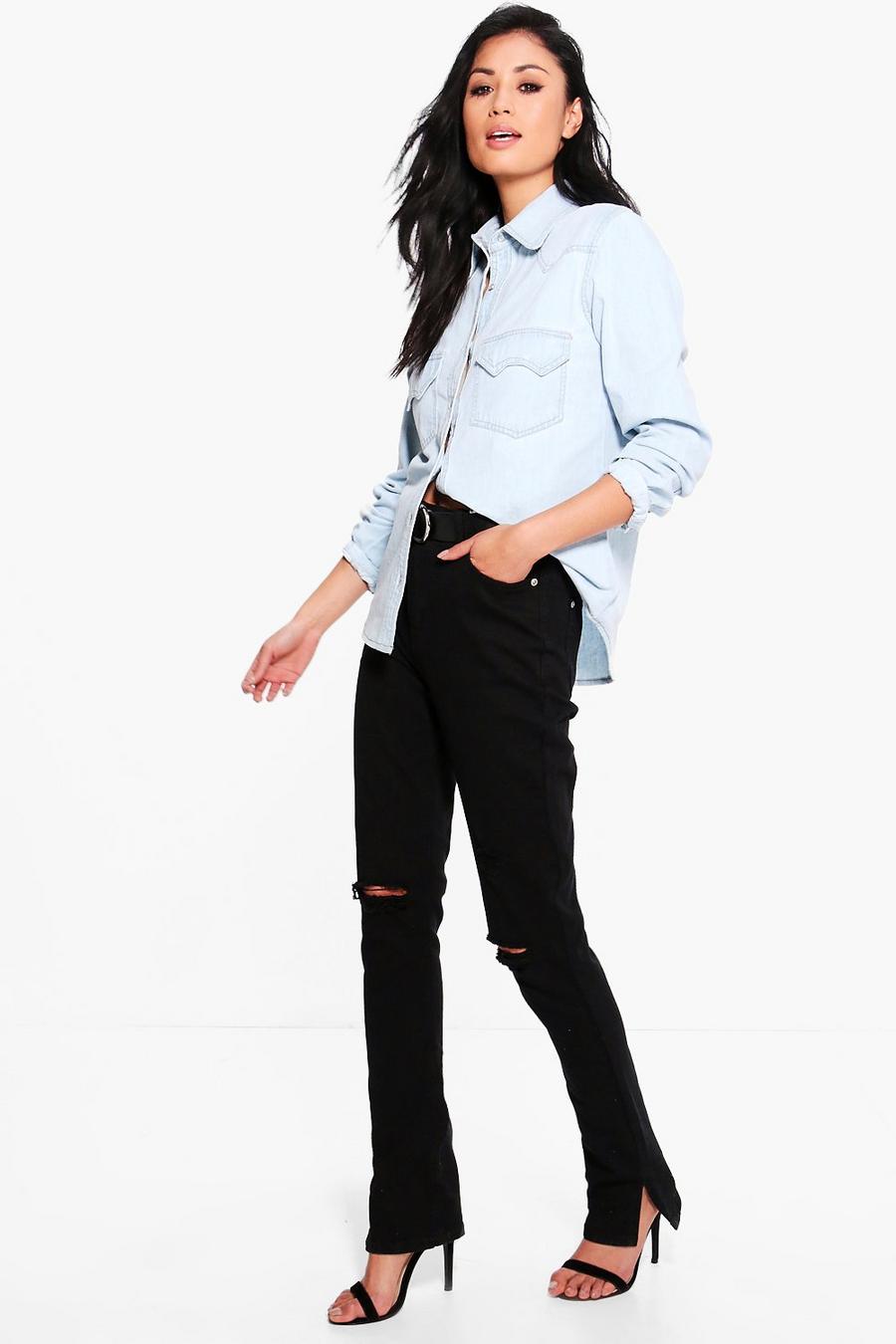 Abby High Waisted Distressed Kick Flare Jeans image number 1