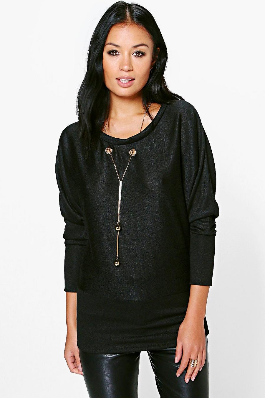 Lucy Fine Knit Jumper With Necklace image number 1