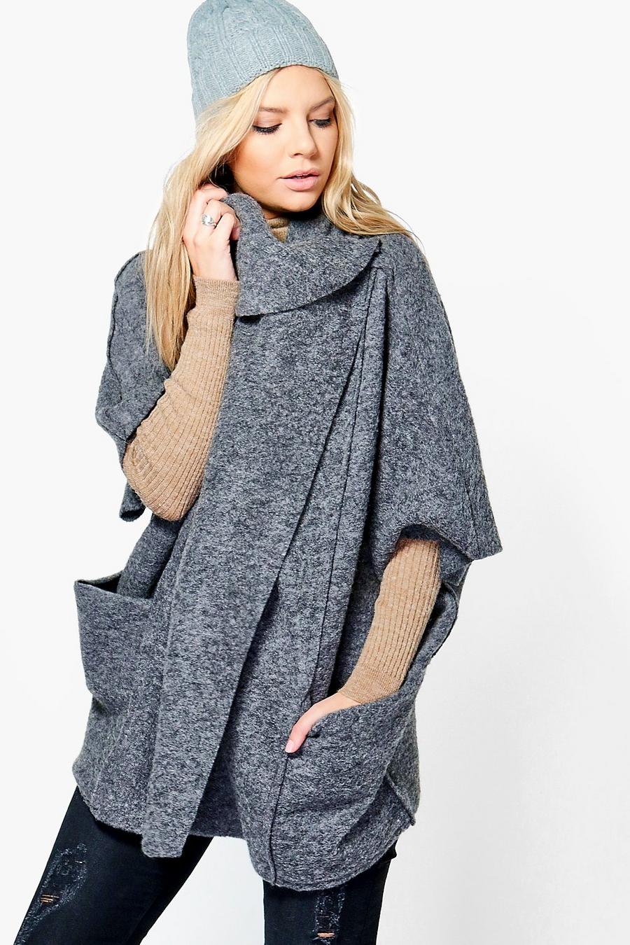 Grey Molly Cowl Neck Wool Look Coat image number 1