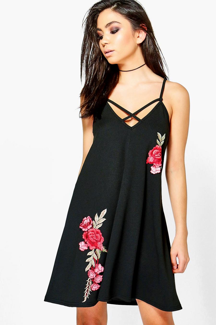 Louise Floral Embroidered Strappy Slip Dress image number 1