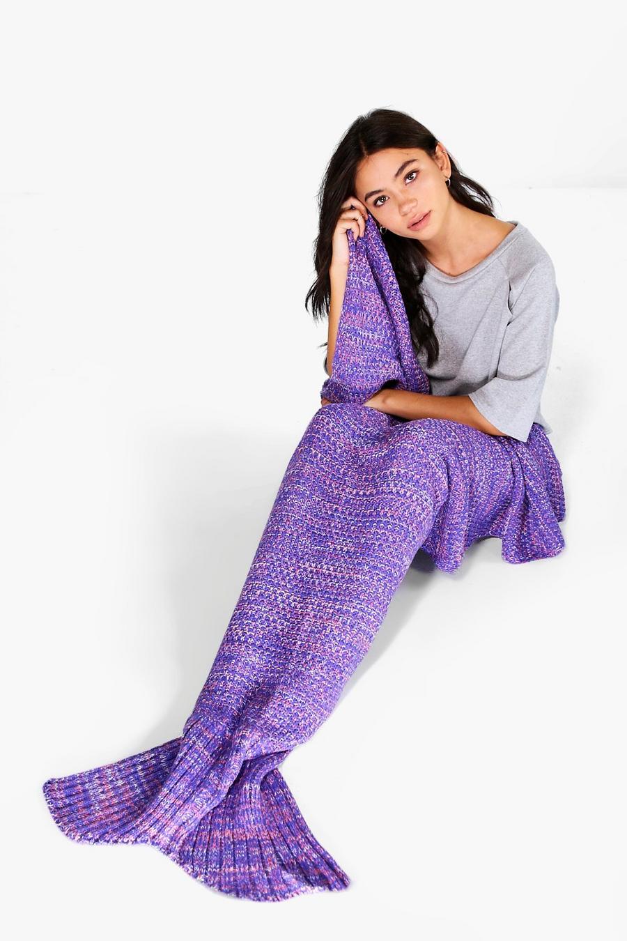 Multi Brooke Knitted Mermaid Tail Blanket image number 1
