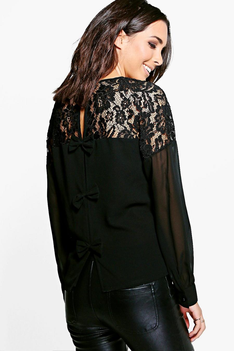 Hattie Long Sleeve Lace Bow Blouse image number 1