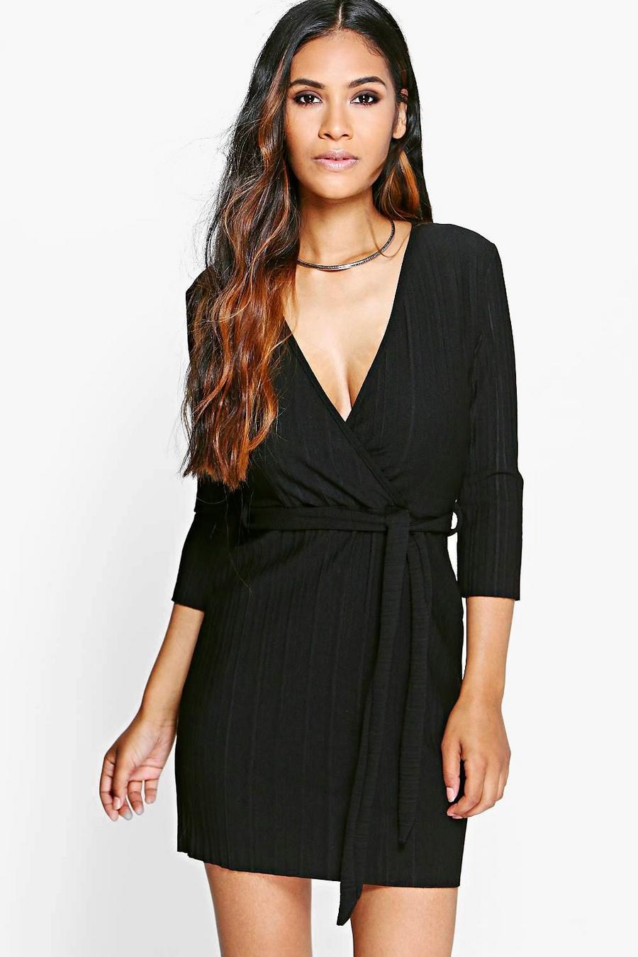 Sheila Pleated Crepe Wrap Dress image number 1