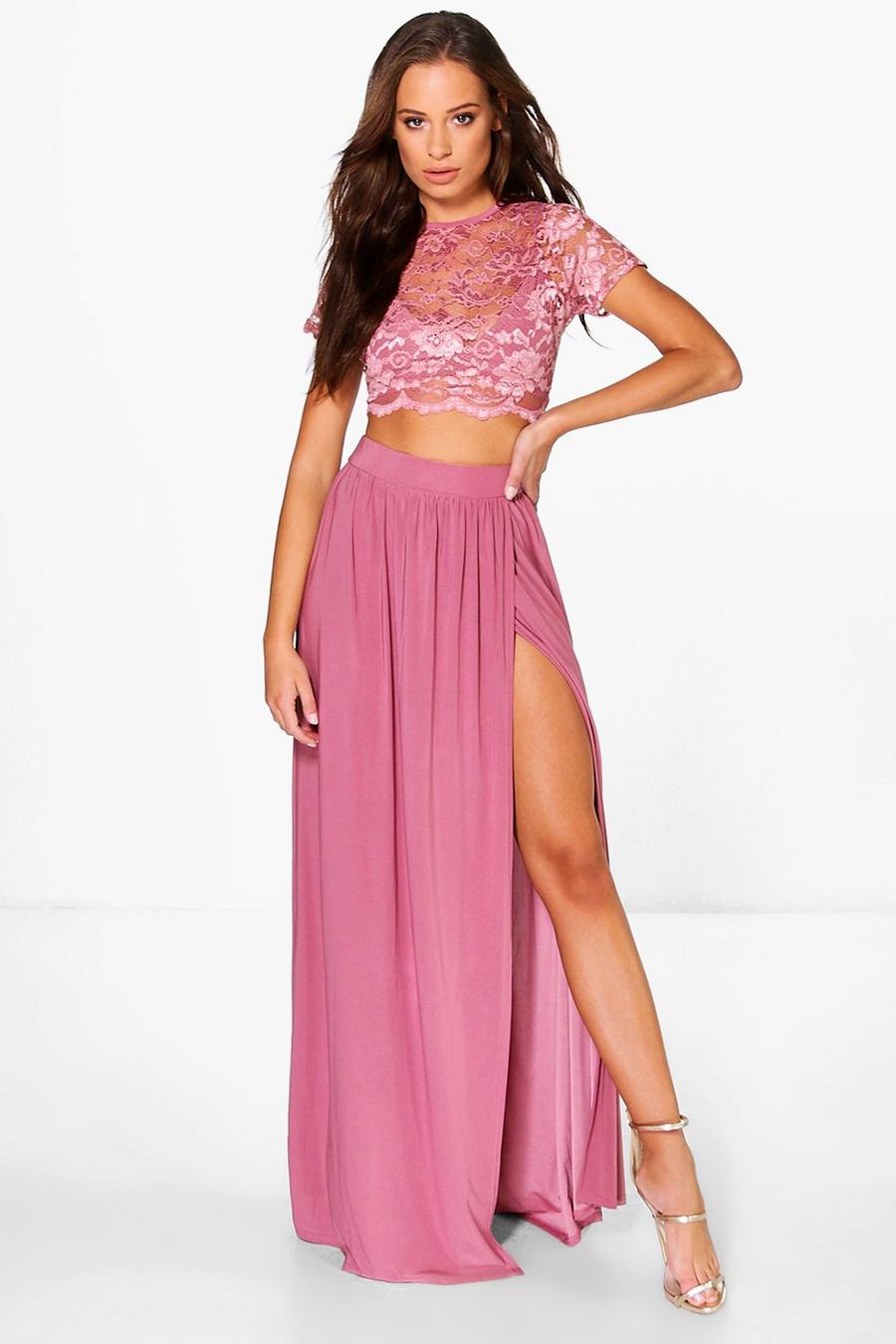 Rose Lace Crop Bralet And Maxi Skirt Co-ord image number 1