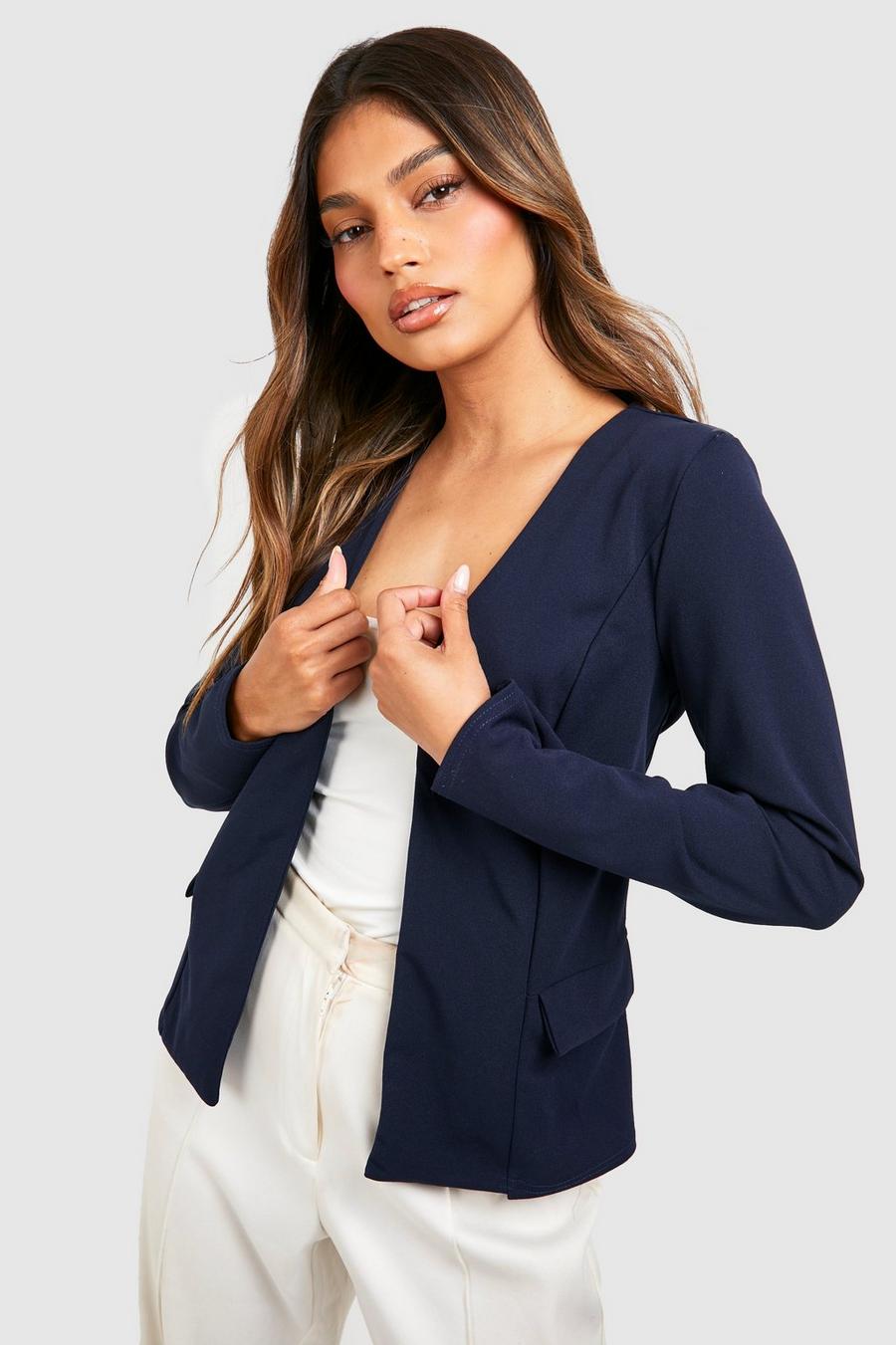 Blazer sans col, Marine