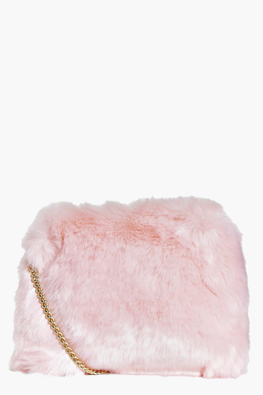 Pink Kara Fluffy Faux Fur Cross Body Bag image number 1