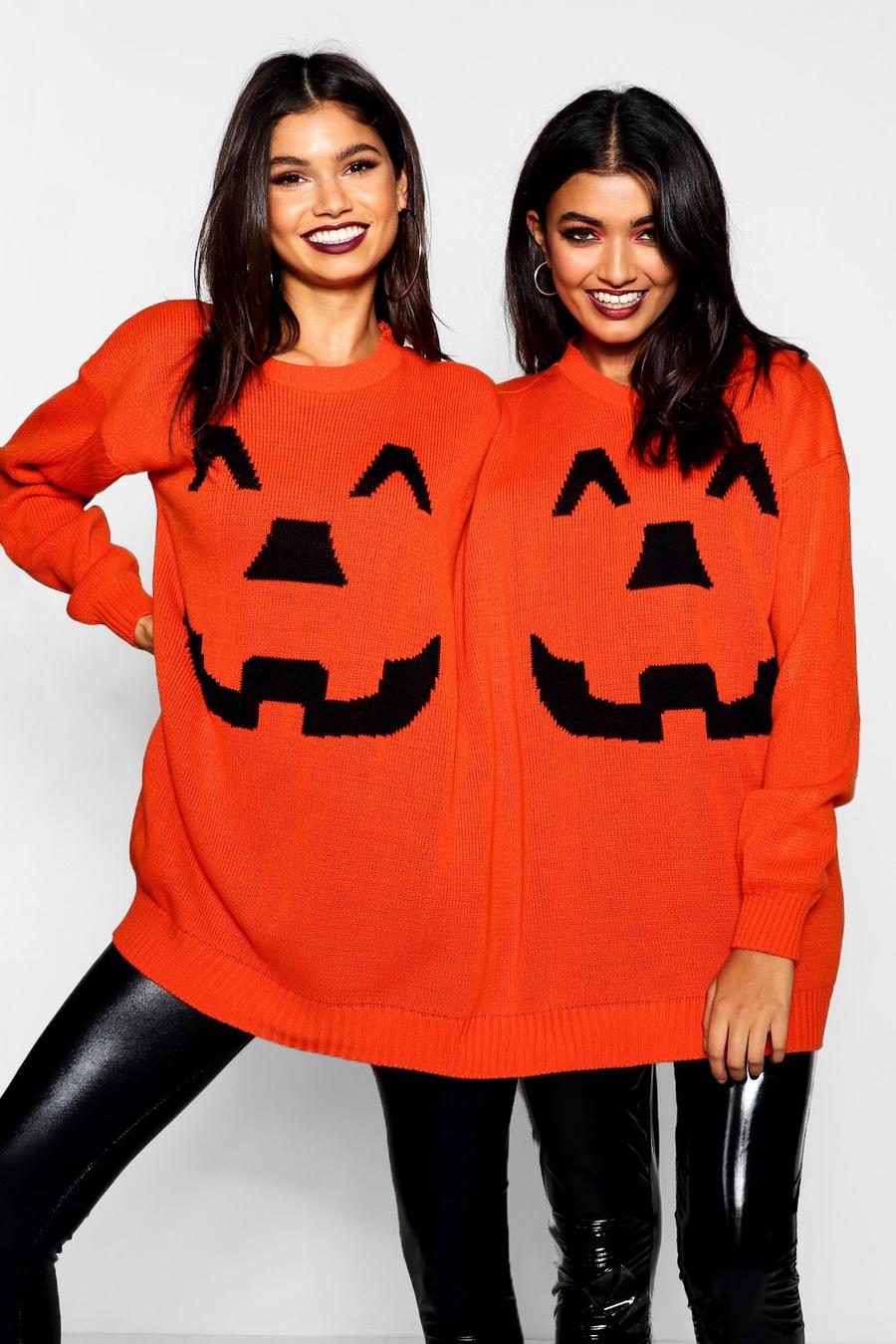 Orange Halloween Pumpkin Twin Sweater image number 1