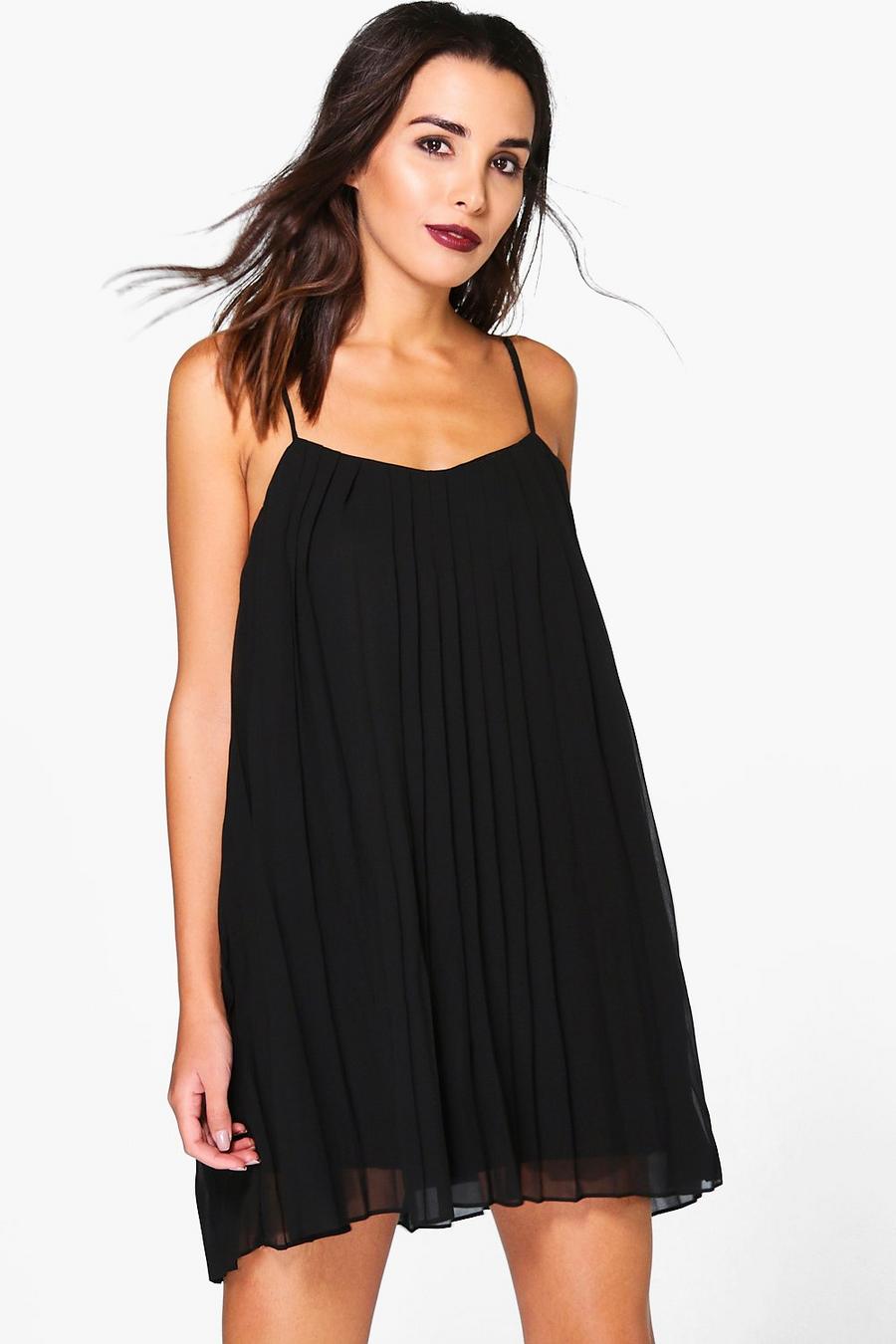 Black Lucy Strappy Pleated Swing Dress image number 1