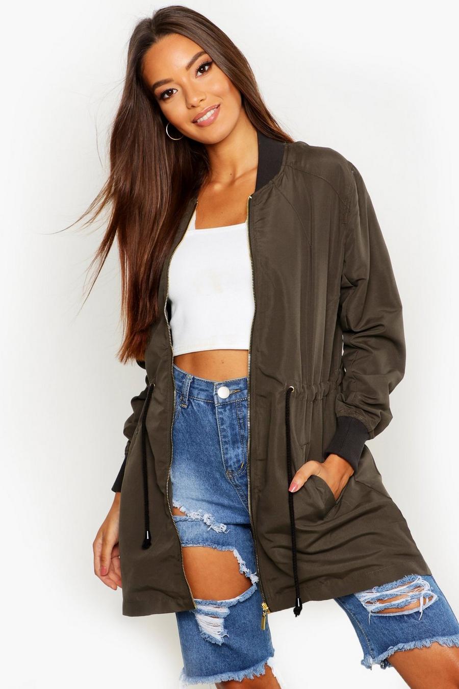 Khaki Longline Ma1 Bomber Jacket image number 1